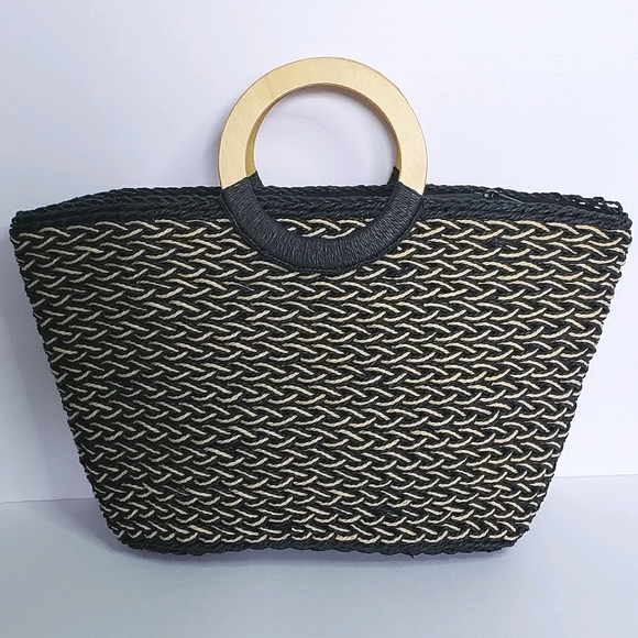 REDfish Designs woven wood handle tote shopper bag - Picture 3 of 8